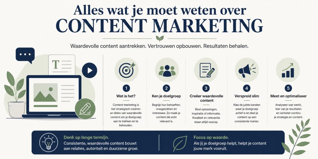 Visuele gids over content marketing: duurzame online zichtbaarheid opbouwen met waardevolle informatie voor je doelgroep